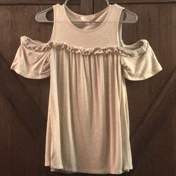 LC Lauren Conrad Tops - Lauren Conrad Ruffle Cold-Shoulder Shirt